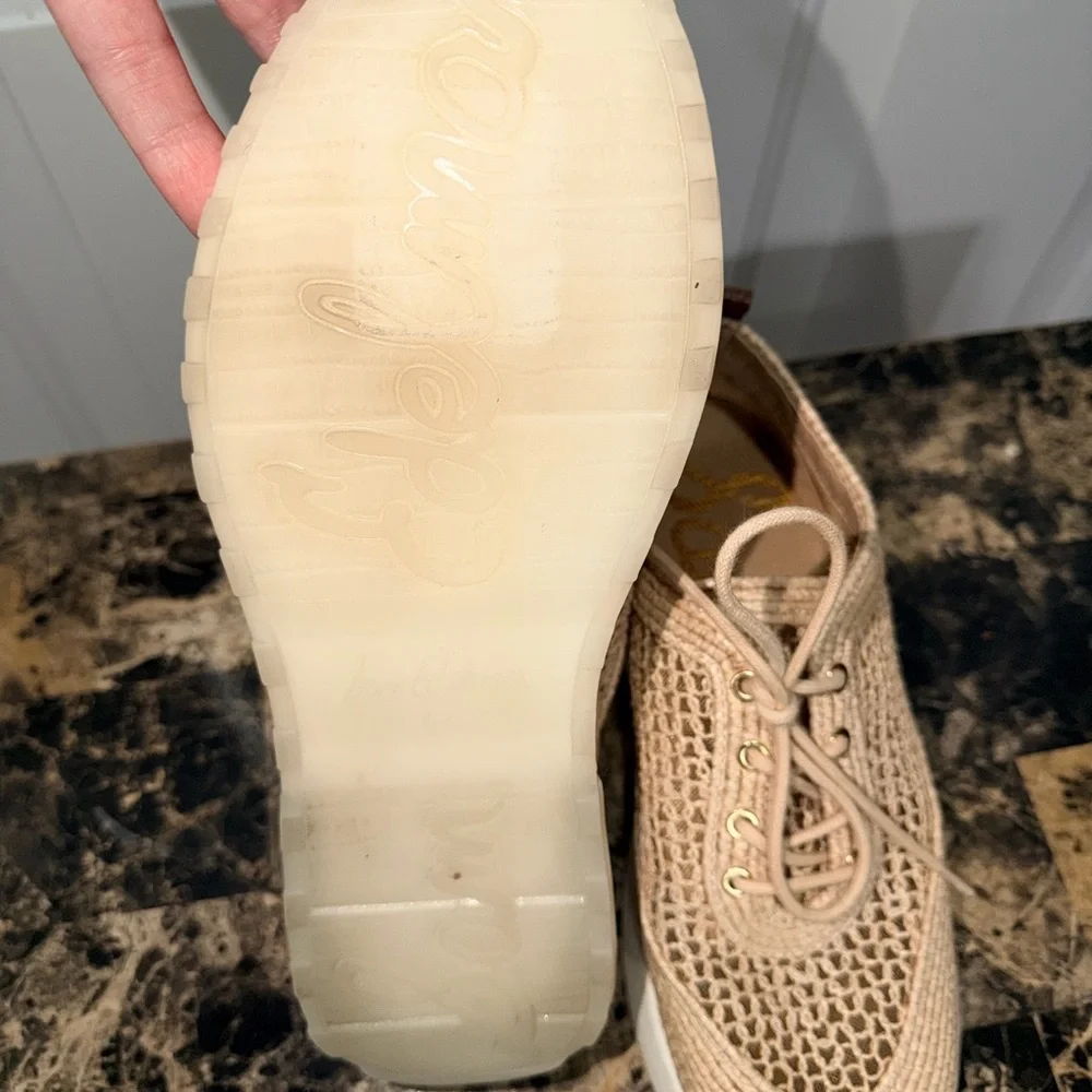Sam Edelman Beige Woven Lace-Up Sneakers 6.5 Womens - Picture 5 of 5